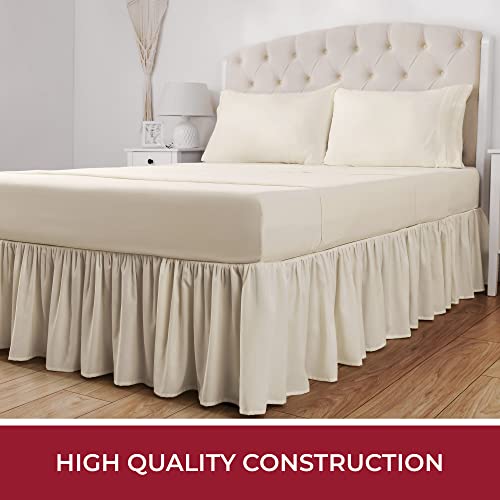 Mellanni Queen Size Dust Ruffle - 80"X60" +15" Bed Skirt Ruffles - Ivory Bedskirt Queen - Shrink And Wrinkle Resistant - Microfiber Platform With 3-Sided Ruffle Bedskirt (Queen, Ivory) #TOP2