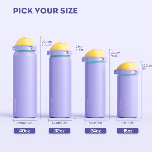 POWCAN 18 oz Insulated Water Bottle: 2-in-1 Push-Button Spout & Quick-Flip Straw, Leakproof, Cold 24Hrs, Fits Car Cup Holder, Metal Sports Water Bottle, Gift for Women, Girls, Daughter (Tangled Shine) - image 8