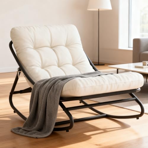 PeakPursuit Indoor Outdoor Papasan Rocking Chair with Cushion