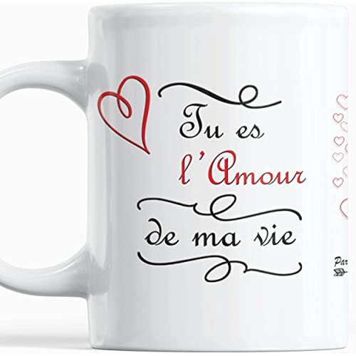 Regalo Amor pareja Tu es el amor de mi vida Regala Taza de cumpleaños San Valentín Amoureux Je t'aime Plaisir regalar palabras d'Amour Cover