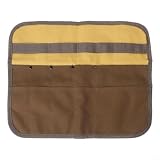 Robuste Campingutensilien-Tasche aus Segeltuch, mehrere Fächer, Aufbewahrungsrolle für Outdoor, Grillen, Picknick, Reisen, Werkzeug-Organizer, Braun