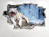 3D Wall Decor Stickers White Tiger Wall Sticker 3D Look - Bedroom Lounge Nature Animal Wall Decal Z6
