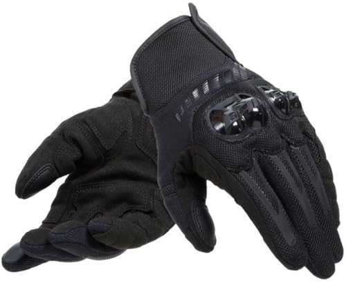 Dainese - Mig 3 Air Tex Gloves, Guantes Moto Hombre de Cuero, Sensor de Pantalla Táctil, Touchscreen, Palma Reforzada y Protectores de Nudillos, Elásticos y Transpirables, Negro