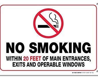 Warning Sign No Smoking Within 20 Feet of Main Entrances, Exits and Operable Windows Sign Business Sign Aluminum Metal Tin Sign_12"x16"