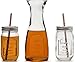 Circleware Country HUGE 9 Piece Set, Glass Yorkshire Mason Jars with Lids and Straws, 1- 33.8 Ounce Water Ice Tea Drink Pitcher Carafe, Four-16 Ounce Jars + Metal Lids + Reusable Plastic Straws