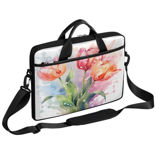 Bolso para portátil floral acuarela 15 pulgadas con correa miniatura 1