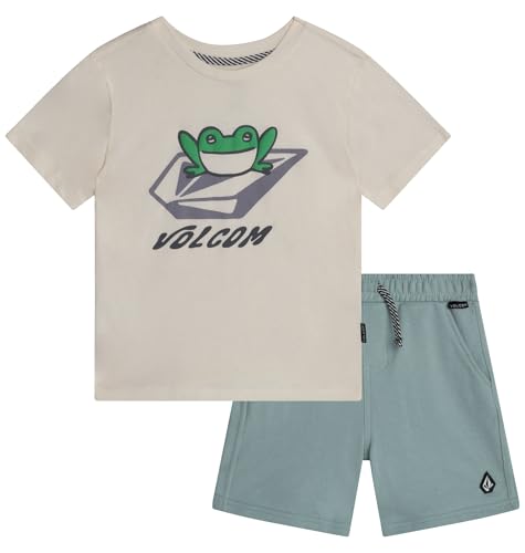 Image of Volcom Toddler Baby Boy Shorts Set - 2 Piece Short Sleeve Graphic Tees and Shorts Infant Toddler Little Boys Summer Outfits