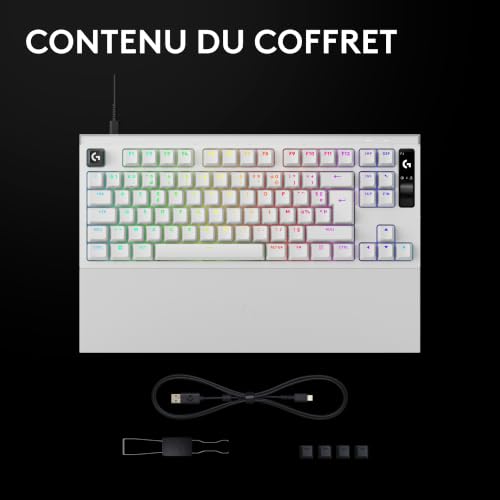 Logitech G Pro X2 Rapid, Clavier Gaming Filaire, FRA AZERTY - Blanc