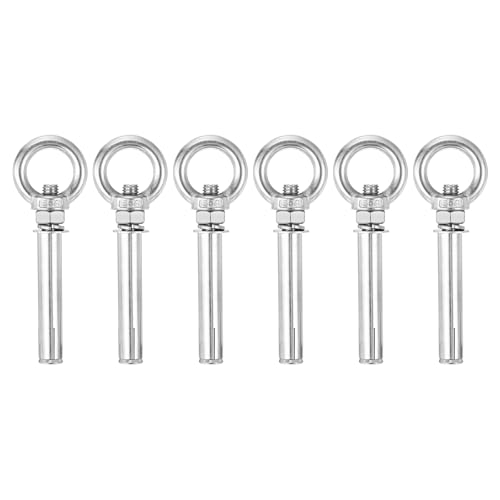 Image of uxcell Ring Lifting Expansion Eyebolt, 6pcs M10x100mm 304 Stainless Steel Expansion Screw with Eye Ring for Concrete Brick Wall