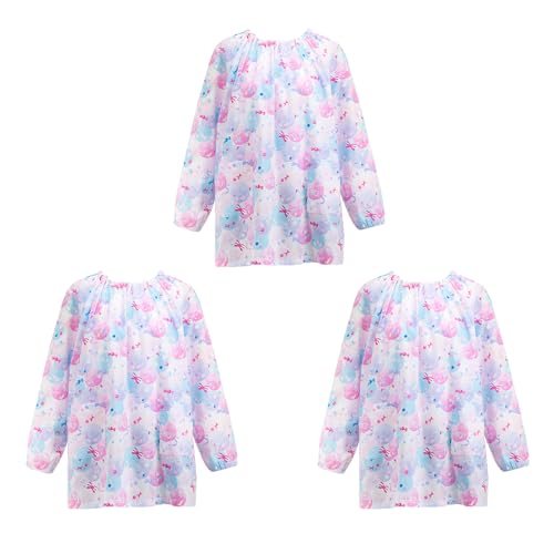 COLORFUL CANDY STYLE スモック(140-160cm) ふわふわキュートなキャンディポップ 3枚セット 女の子 かわいい 子供用 長袖スモック 幼稚園 エプロン 小学生 用 子供 用 書道 美術 おしゃれ スモック N1138833-BT