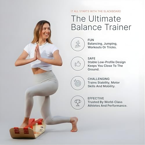 GIBBON SlackBoard Plus & Stand - 2-in-1 Slackline Balance Board for Adults - Workout Equipment Home Gym Training - Wooden Balance Trainer, Standing Desk Exercise, Yoga, Agility, Pilates, Core, Fitness by GIBBON - Image 4