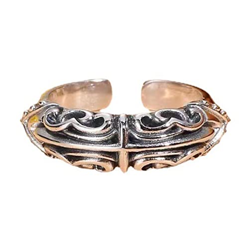 Bague croix en argent S925 ajustable style gothique vintage de 8mm taille 9 pour homme et femme