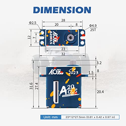 Agfrc 7.5Kg High-Torque Micro Rc-Wing-Servo - Cnc Thin Metal Gear Coreless Digital Servo For Scx24 Servo Upgrade With 25T Metal Servo Horn (A20Cls 2023 Special) #TOP5