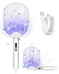 Molxss Fly Zapper, Foldable Electric Mosquito Swatter 4000V, 1800mAh Rechargeable Bug Zapper Racket with Auto & Manual Mode, 180° Portable Mosquito Killer, Safe 3-Layer Mesh for Indoor & Outdoor Use