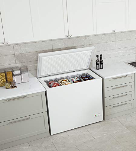 ADT Chest Freezer Free-Standing Top Door Freezers 6.8℉ to -4℉ (White, 7.0 Cubic Feet)