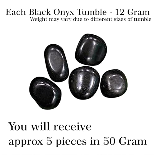 Image of Black Onyx Tumble Stone | 50gm Tumbled Gemstones | Reiki Healing Stones | Home Decor Pebbles | Aquarium Gravel | Garden & Table Decor