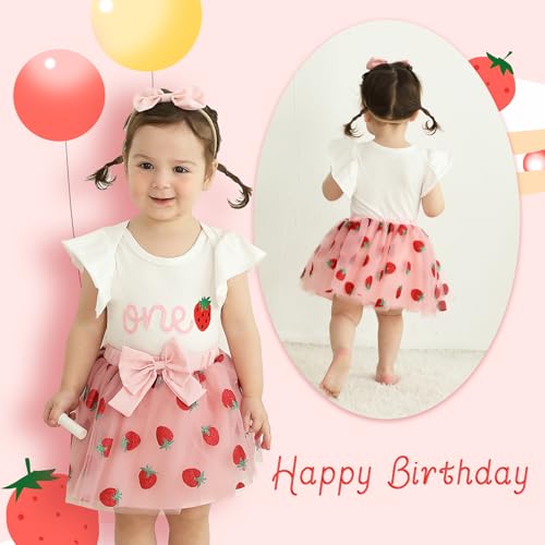 YOUNGER TREE Baby Girl 1st Birthday Outfits One Year Old Clothes Romper Tutu Cake Smash Skirt with Headband Baby Girl Gifts2