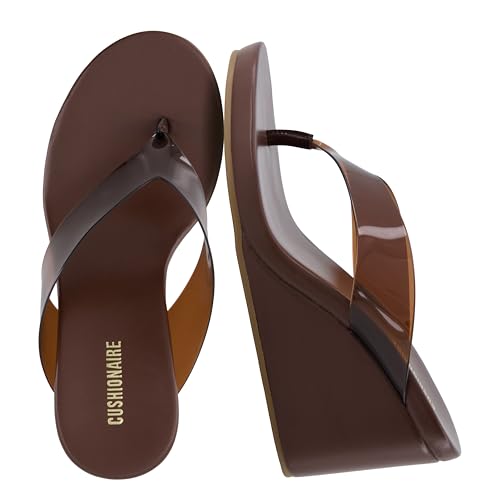 CUSHIONAIRE Bera Platform Thong Sandals Women's Whiskey 8