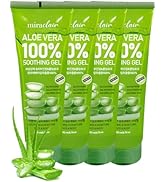 MIRACLAlR Aloe Vera Gel (4PCS) | 100% Pure Aloe Gel for Face, Body &amp; Sunburn Relief - Durable Moi...