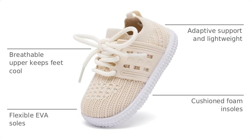 Image of BMCiTYBM Baby First Walking Shoes Boys Girls Infant Sneakers Breathable 6 9 12 18 24 Months Camel Size 6-12 Months Infant