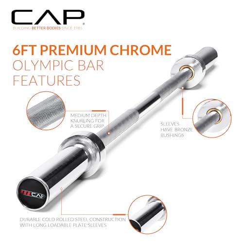 Image of CAP Olympic Barbell - 5FT, 6FT, & 7FT Strength Training Weight Bars, Multiple Options