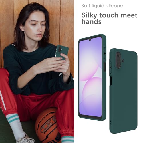 Image of YATWIN Silicone Case for Samsung Galaxy A07 4G, Soft-Touch, Shockproof, DustProof, Antiskid Phone Cover for Samsung Galaxy A07 4G - Dark Green