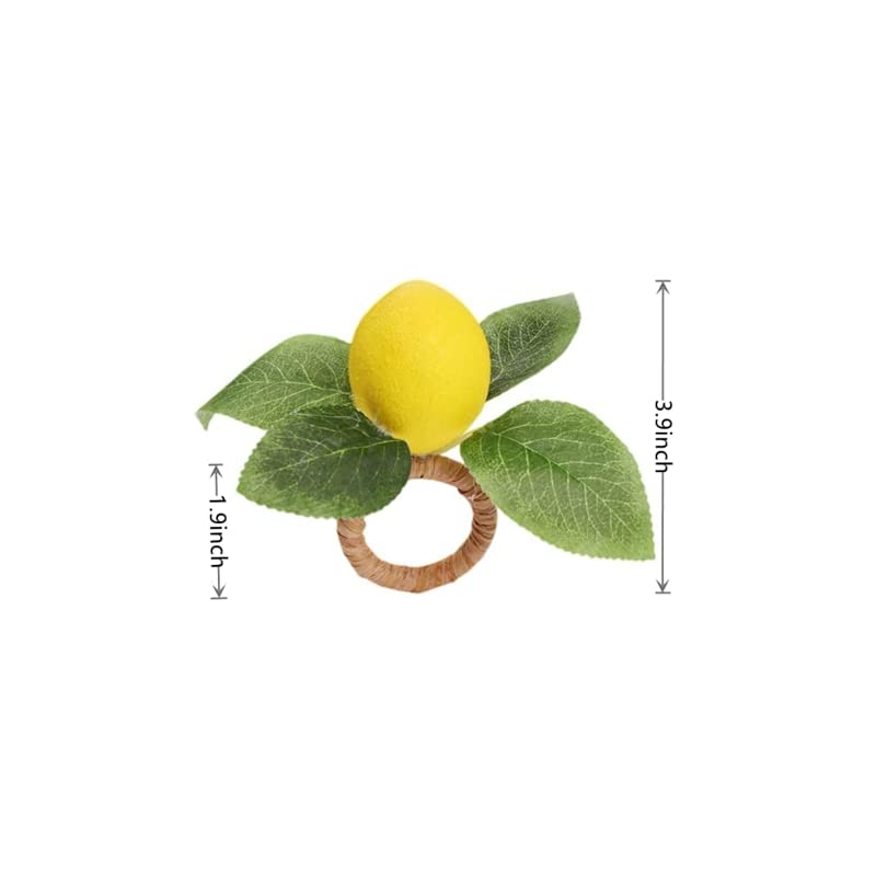 CURTEK Lemon Napkin Rings Set of 8, Yellow and Green Plastic, Farmhouse Style Decorations for Dinner Wedding, Party - Image 2
