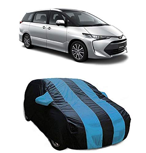 Antil's Water Resistance Car Body Cover for Toyota Previa Royal Blue Stripes with Mirror Pockets