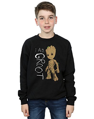Marvel Boys Guardians Of The Galaxy I Am Groot Scribbles Sweatshirt Black 7-8 Years