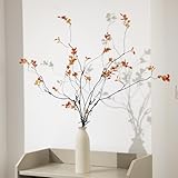 AENTGIU 4 Pcs Fall Stems Artificial Ficus Branches - Faux Thanksgiving Stems for Vases - Fake Fall Branches Vase Filler Centerpieces Autumn Decorations for Home, Table Decor, Entryway Console