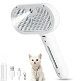 XingRuiTai Pet Brush Hair Removal Steam，Steam Pet Spray Hair Removal Comb for Dogs with Anti-Lost Pendant，3 in 1 Self Cleaning Misting Cat Brush for Shedding for Long Short Haired, White