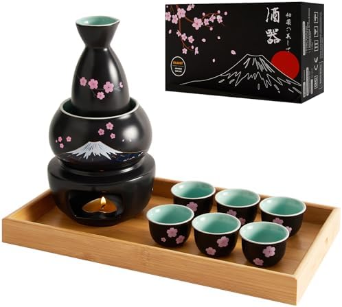 Dujust Japanese Tea Set, Black Porcelain Tea Set con 1 Tetera Juego de