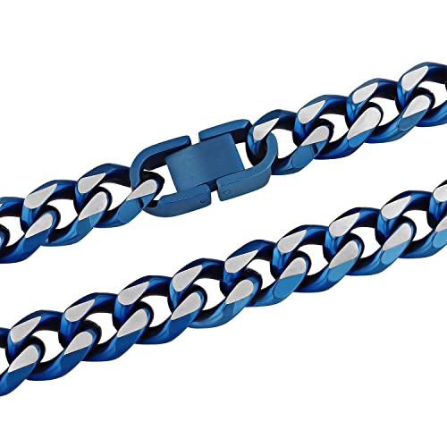 Bracelet maille cubaine acier bleu : le cadeau idéal