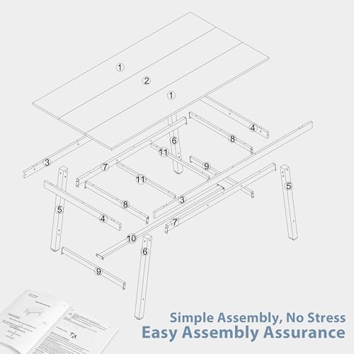 Image of IDEALHOUSE Rustic Dining Table for 6-8 People, 70 inch Long Rectangle Kitchen Table, Industrial Farmhouse Wooden Kitchen Tables with Sturdy Metal Frame, Dining Room Table for Office, Home