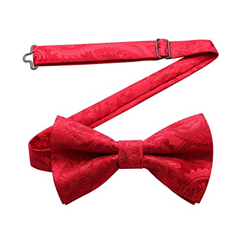 Image of HISDERN Bow Ties for Men Paisley Floral Pre-tied Bowtie Pocket Square Set Men's Formal Bow Ties Wedding Party