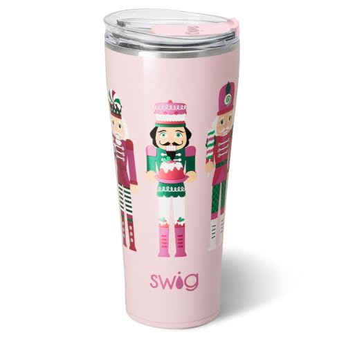 Swig Life 32oz Insulated Tumbler with Lid, Sugar Plum Soldiers