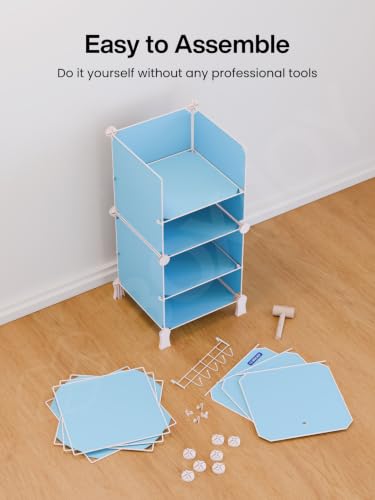 Image of BOXJOY 6 Shelf Plastic Kids Wardrobe with 3 Doors, Sticker Sheet & Holder