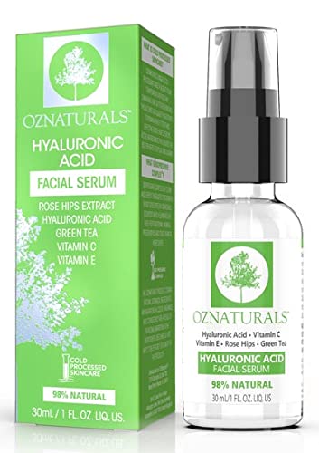 OZNaturals Hyaluronic Acid and Vitamin C Serum - Moisturizing and Anti Aging Serum For Face With Pure Vitamin E Oil and Rosehip Oil - Anti Wrinkle and Pore Minimizer Facial Serum - 1 Fl Oz
