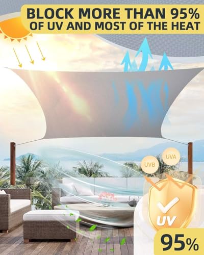 Voile d'ombrage respirante avec kit de fixation complet pour terrasse et jardin - 3