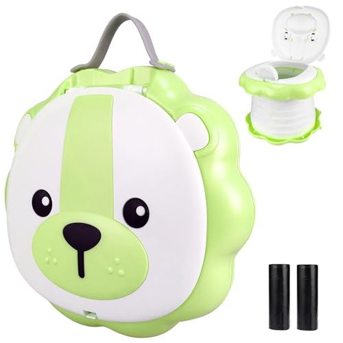 Audasi Orinal Portatil Niños Plegable Orinal Portátil Reductor WC Portatil para Viajar con Bebés Adaptador WC Niños Cómodo y Seguro para el coche de Camping al aire libre interior (Verde)