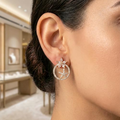 Image of Modern Dangle Earrings for Women | Chic Statement Earrings for Girls | Stylish Lightweight Fashion Jewelry for Casual, Party & Special Occasions