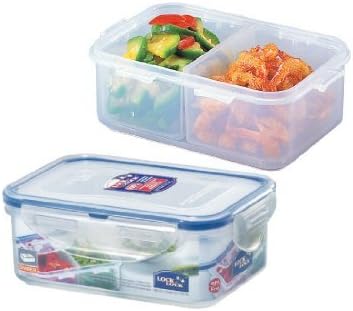 Lock & Lock HPL814C Rectangular Food Container with Divider, 460 ml.