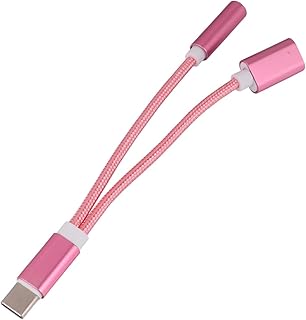Lurrose Adaptador de Auriculares Tipo C Convertidor de Carga y Audio Compacto y Portátil Rosa Compatible con Dispositivos Tipo C Escuchar