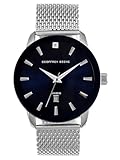 Geoffrey Beene Mens Watch - Stainless Steel Mesh Band Quartz Movement Analog Watch for Men, Gift for Men, Formal or Business Casual Minimalist Wrist Watches 42mm,...