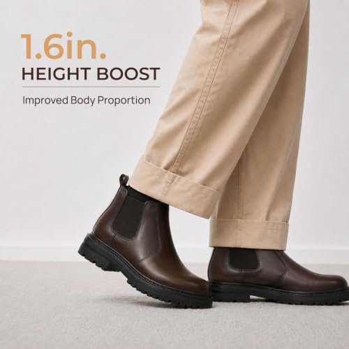 Image of Holy dove Men's Wide Toe Box Platform Chelsea Boots Slip-On Casual Ankle Dress Boot