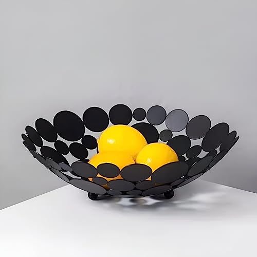 Gweobz Metal Fruit Basket Bowl For Kitchen Counter - Creative Round Fresh Fruit And Vegetable Basket - Black Home Decorative Holder (Centerpiece) #TOP3