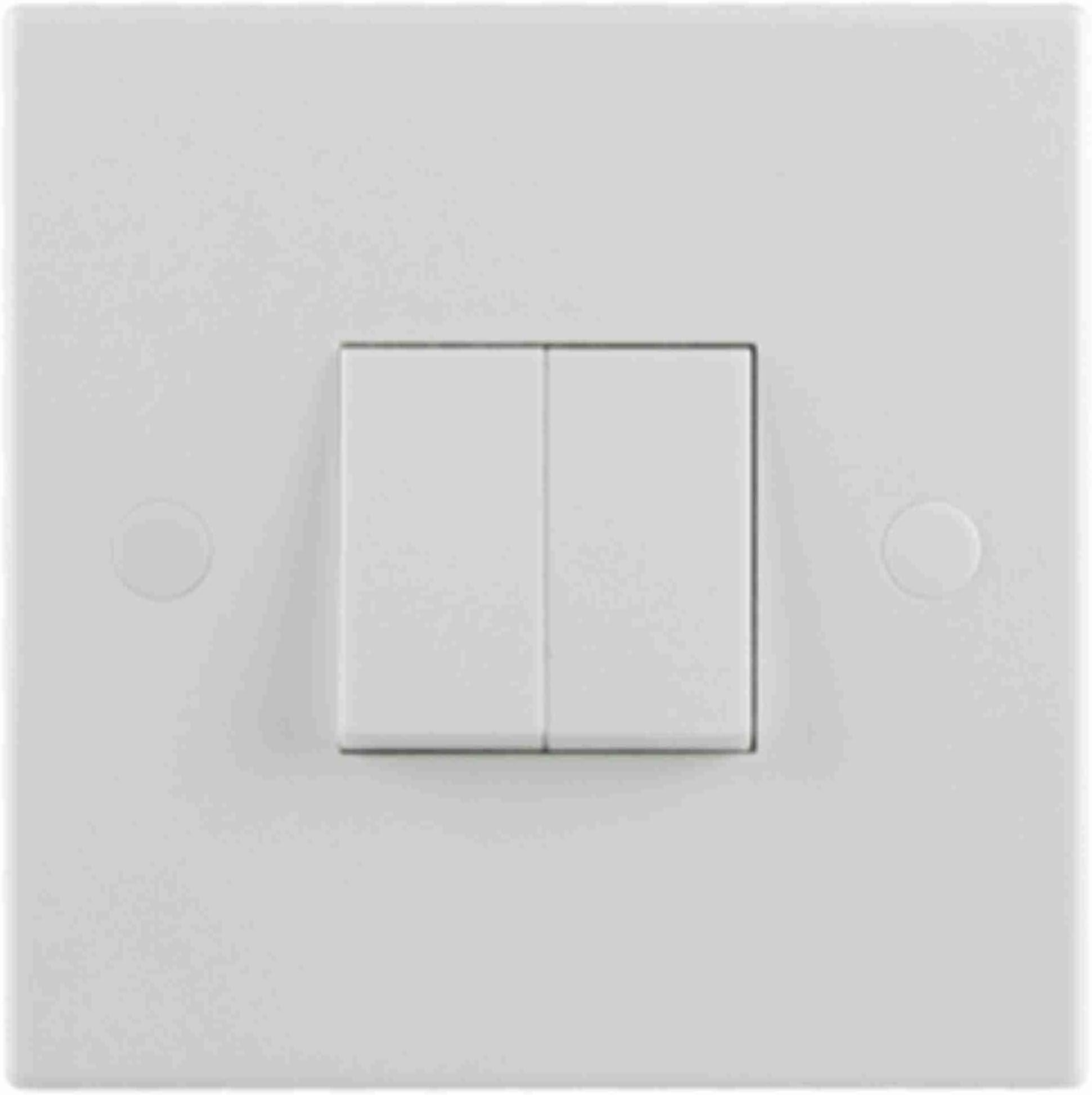 – Light Switch 10Amp 2 Gang 2-Way Q304 Switch With Fixing Screws & Screw Covers, Wall Mounted, White (Pack Of 5)