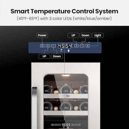 Image of Whynter 29 Bottle Wine Fridge, 15 Inch Dual Zone Wine Cooler Refrigerator, 40-65F Digital Temperature Control, 3 LED Wine Cellar, Built-in Under Counter Freestanding for Home Bar Kitchen (3.0 cu.ft)