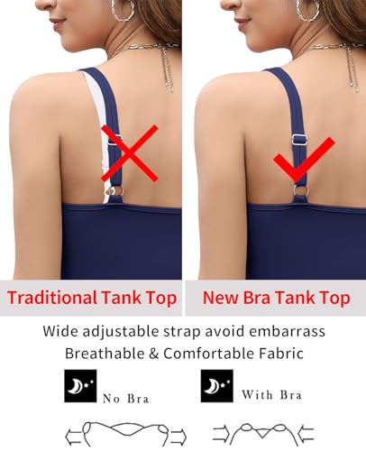 Image of V FOR CITY Women's Tank Top with Built in Bras Adjustable Wide Strap Padded Camisole Summer Cami Shirts
