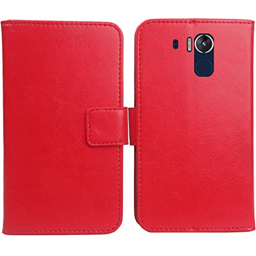 Gukas Flip PU Case para Nomu M8 / M8 Pro 5.2" Funda De Carcasa Cartera De Cuero Billetera Cover Piel (Rojo)